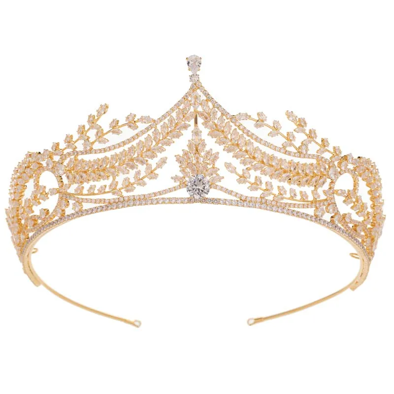 HADIYANA Gorgeous Fashionable Cubic Zirconia Hair Accessory BC6669 Luxury Crystal Crowns and Tiaras Princess Birthday Party Gift