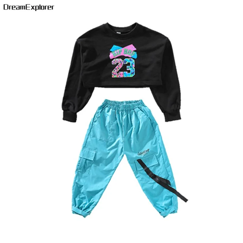 Acheter Filles Hip Hop Couleur Graffiti Sweat + Pantalon De Jogging Deux Pièces Costumes Enfants Enfant Streetwear Sport Tenue Ados Jazz Street Dance Costume 4-15 Ans