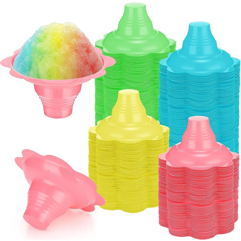 Kiicii Reusable Snow Cone Cups, 4oz, Assorted Colors – Fits Nostalgia & Cuisinart Machines
