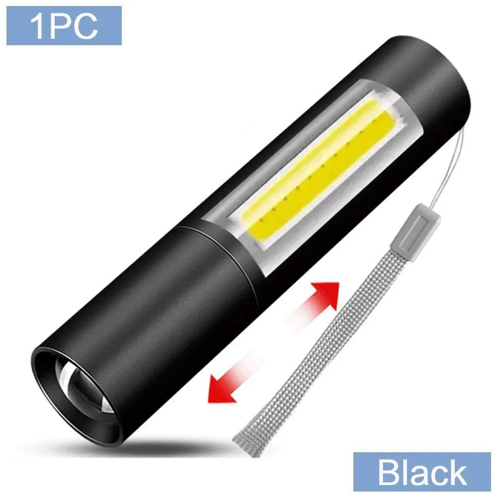 STONEGO 미니 LED 손전등, 줌 가능 USB 충전식 방수 램프, 3 가지 스위치 모드, 휴대용 토치, 야외 플래시 라이트