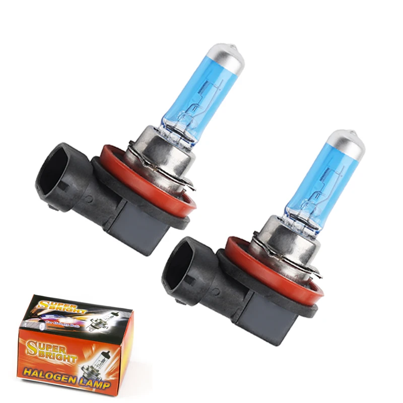 2Pcs H8 H9 H11 55W 65W 12V Halogen Bulbs Super White Fog Lights High Power Car Headlights Lamp Car Light Source parking 6000K 2pcs super bright car accessories h7 100w halogen bulb white fog lights high power car headlights lamp car light source parking