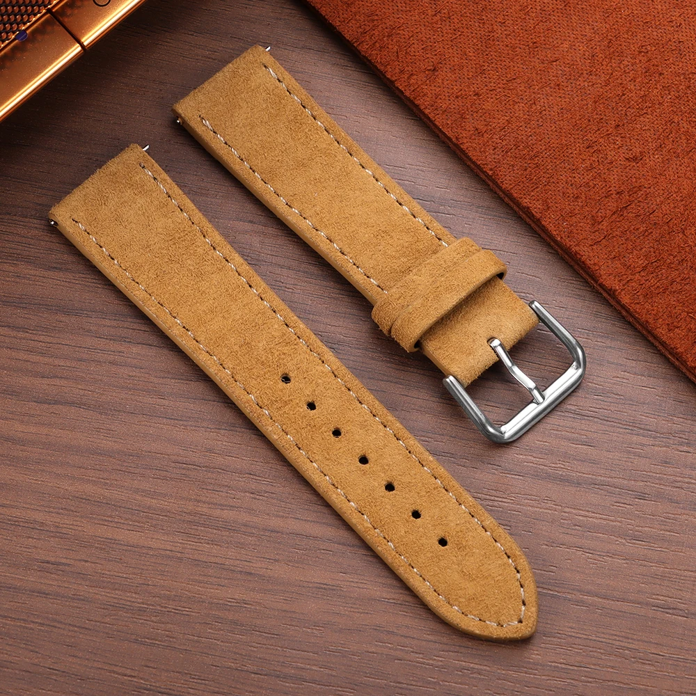 Premium Suede Leather Watch Strap - Quick Release, Multi-Color Options
