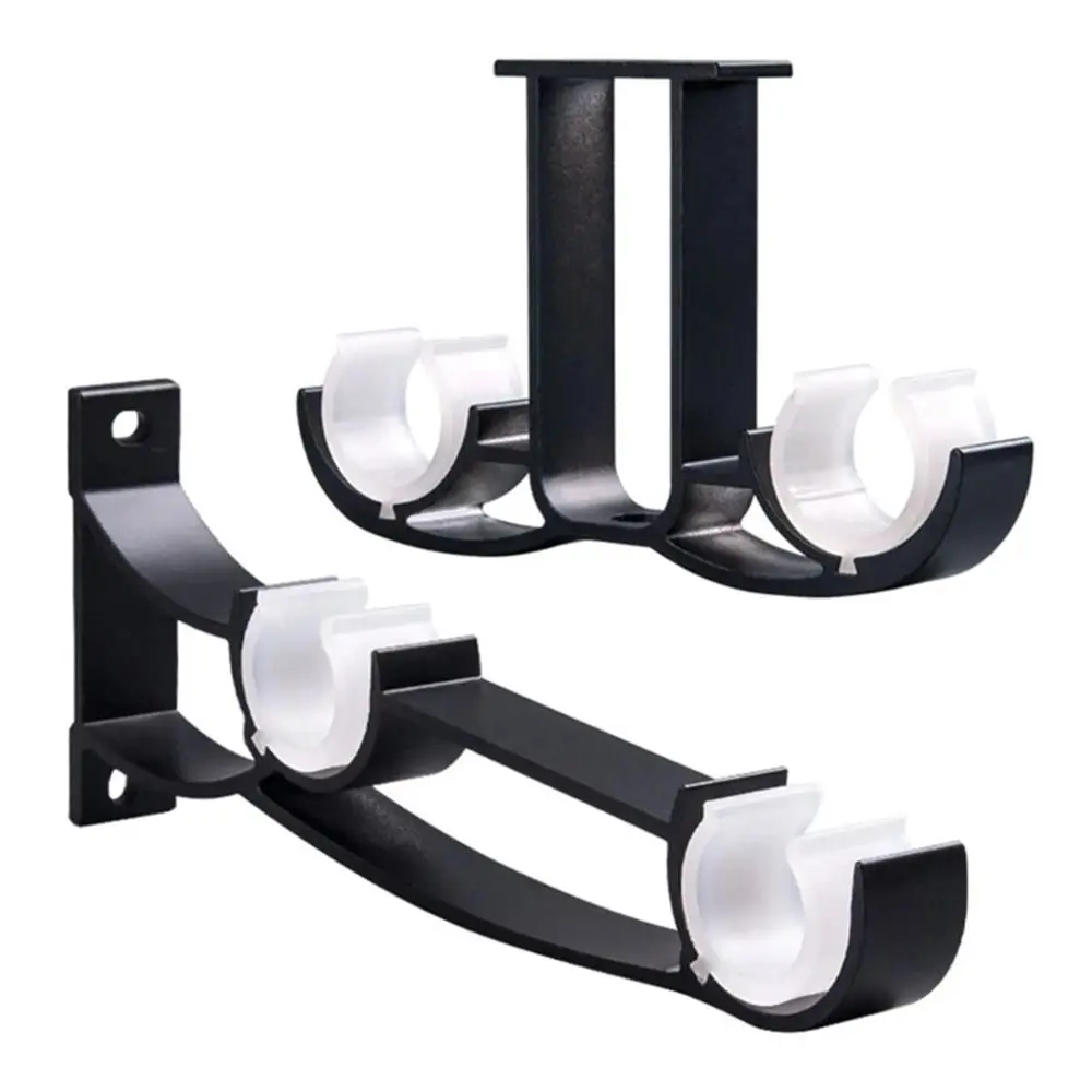 1PC Double Curtain Rod Brackets Shower Curtain Pole Bracket Hardware Holder Window Hanger Holder Home Decoration Easy to Install