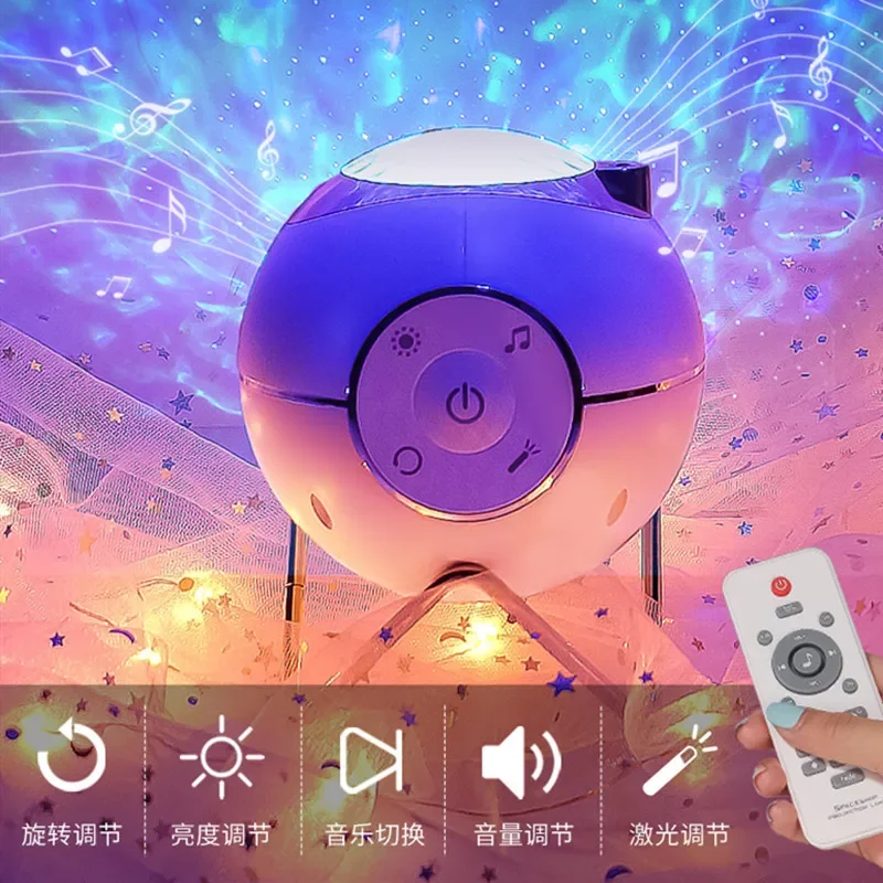행성 레이저 프로젝션 램프 USB 원격 제어 회전 꿈 바다 밤 빛 LED 침실 장식 별이 빛나는 프로젝터 램프