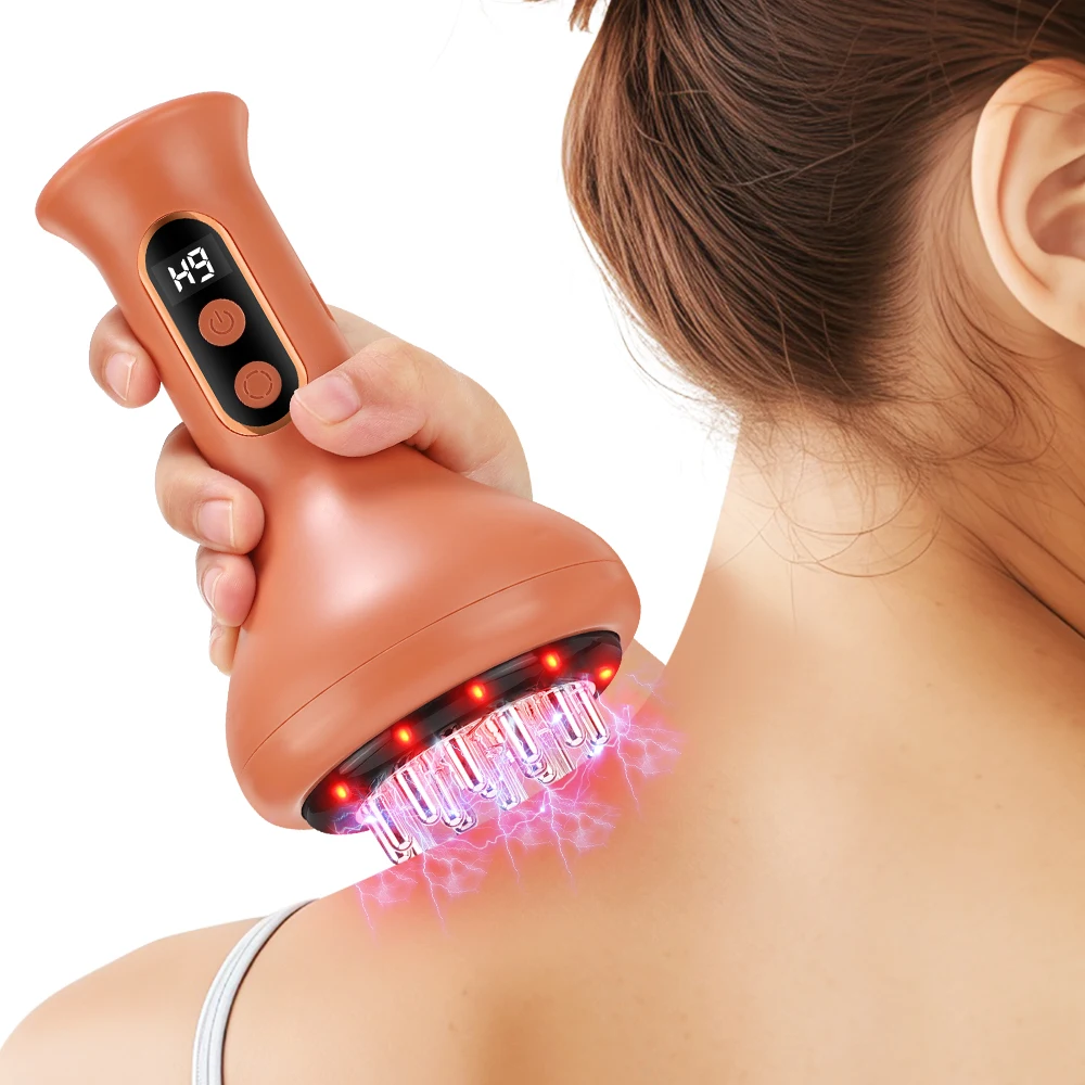 Electric Meridian Brush Hot Compress Abdominal Massager Handheld Red Light Guasha Cupping Shaping Massage Fat Burner