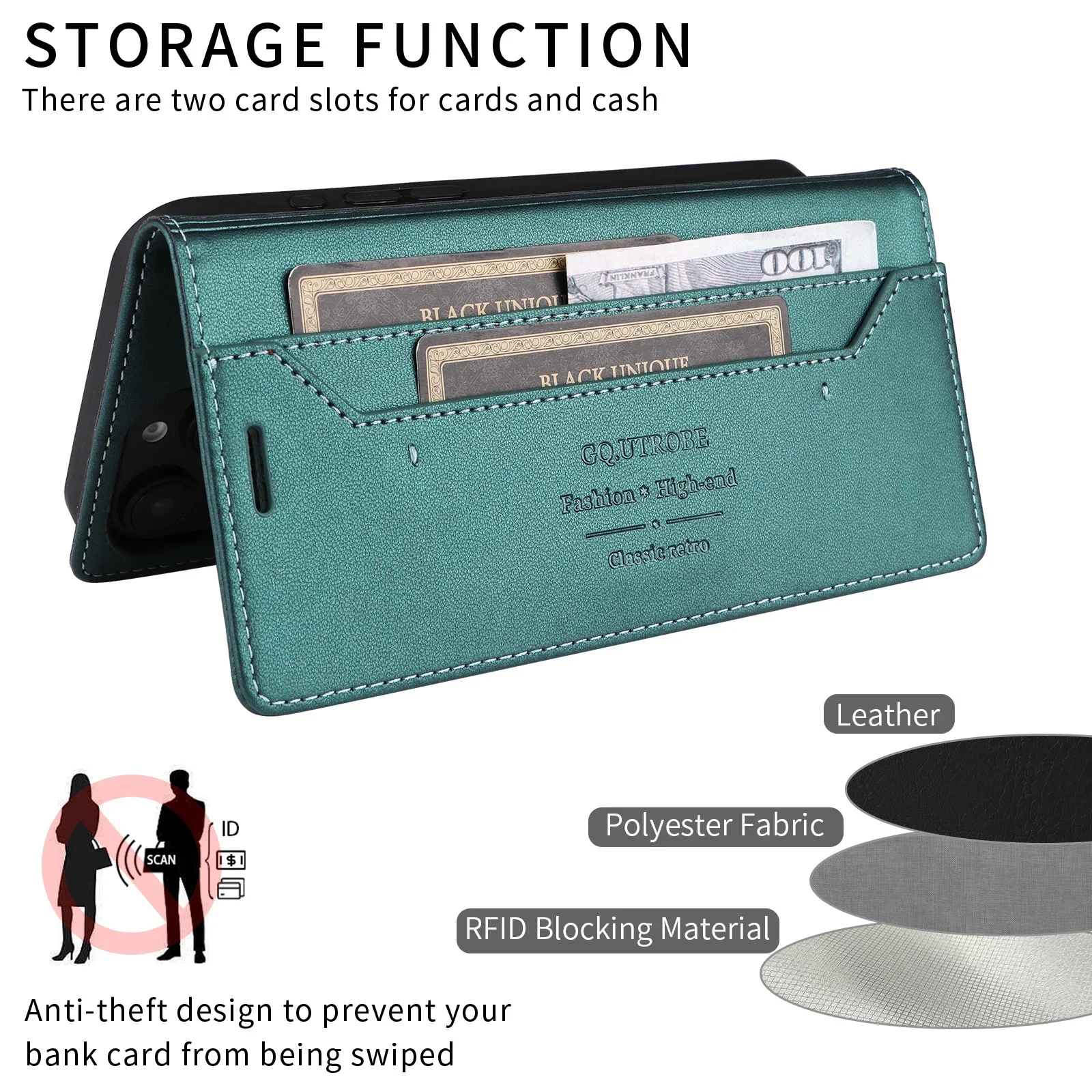 Luxury Business Leather Phone Case with Magnetic Flip Wallet and Card Slot