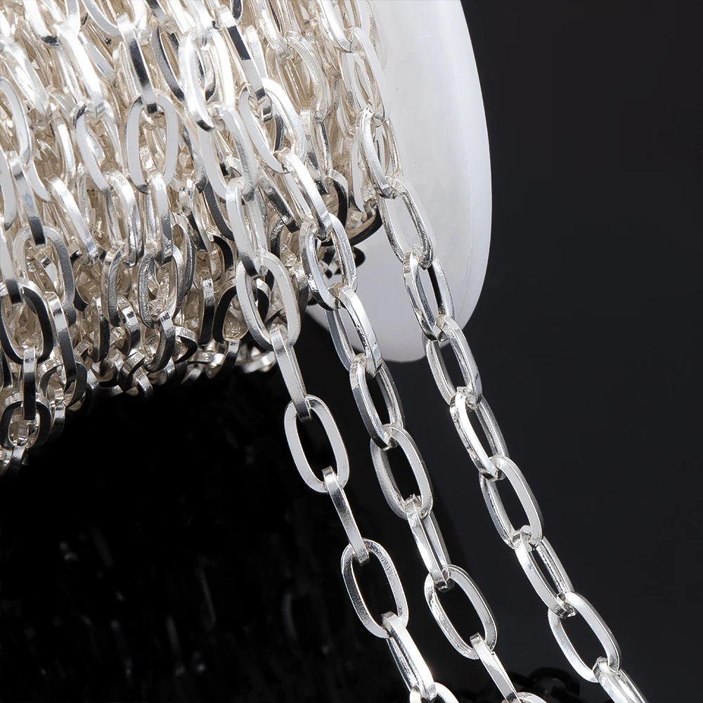Stainless Steel Silver Square Link Chain for Jewelry Making - 3 Meters Total
