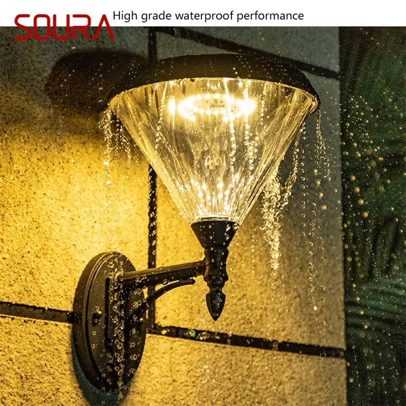 

SOURA Outdoor Solar Wall Light LED Waterproof Modern Creative Sconces Lamp for Home Porch Decoration