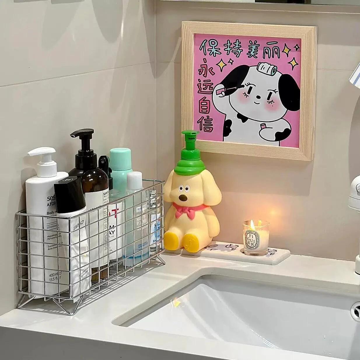 Stainl Steel Batoom Desktop eup Cosmetics Storage Basket Coffee Miscellaneous Organizer Ra Home Storage Solution