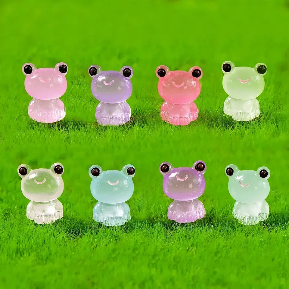EKisemio 140pcs Glow In The Dark Mini Resin Frogs - 7 Colors Small Frog Figurines For Dollhouse Fairy Garden - View #8