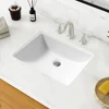 1pc Bathroom Sink Undermount - 18"x13" Modern White Rectangular Vessel Undermount Sink, Porcelain Ceramic Under Counter Lavatory 5