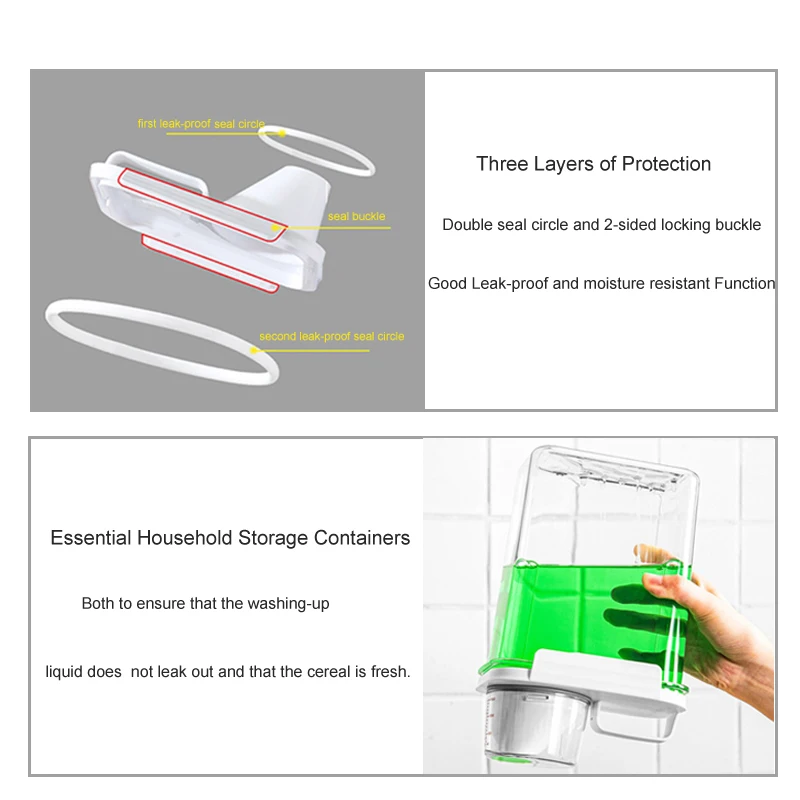 Laundry Powder Detergent Dispenser Airtight Pet Food Storage Container Storage Box Plastic Cereal Jar With Measuring Cup
