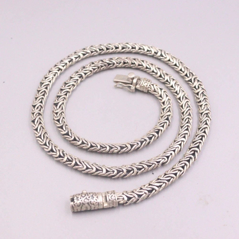 

Real Solid 925 Sterling Silver Chain Men Gift 7mm Byzantine Snake Necklace 76-77g