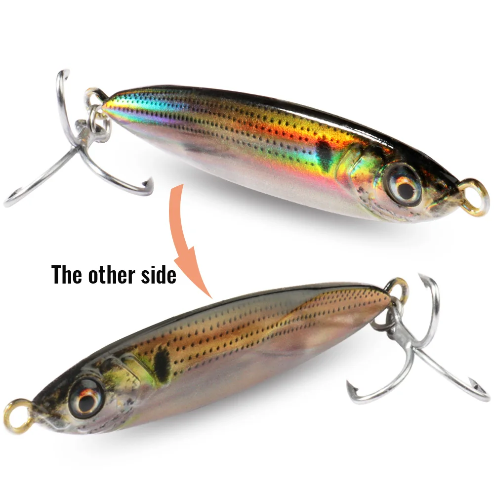 Metal Jig Lure 20g 30g 40g Spinner Spoon 3D Eye Color Laser Overlay  Spinning Fishing Tackle Hook Swimbait Pesca Spinnerbait Bait