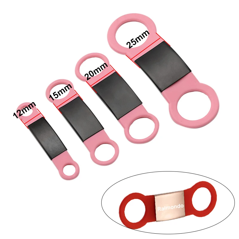 5PCS 12/15/20/25MM Silicone Stainless Steel Metal Pet ID Tags For Personalized Anti-lost Dogs Cats Custom Name Logo Nameplate