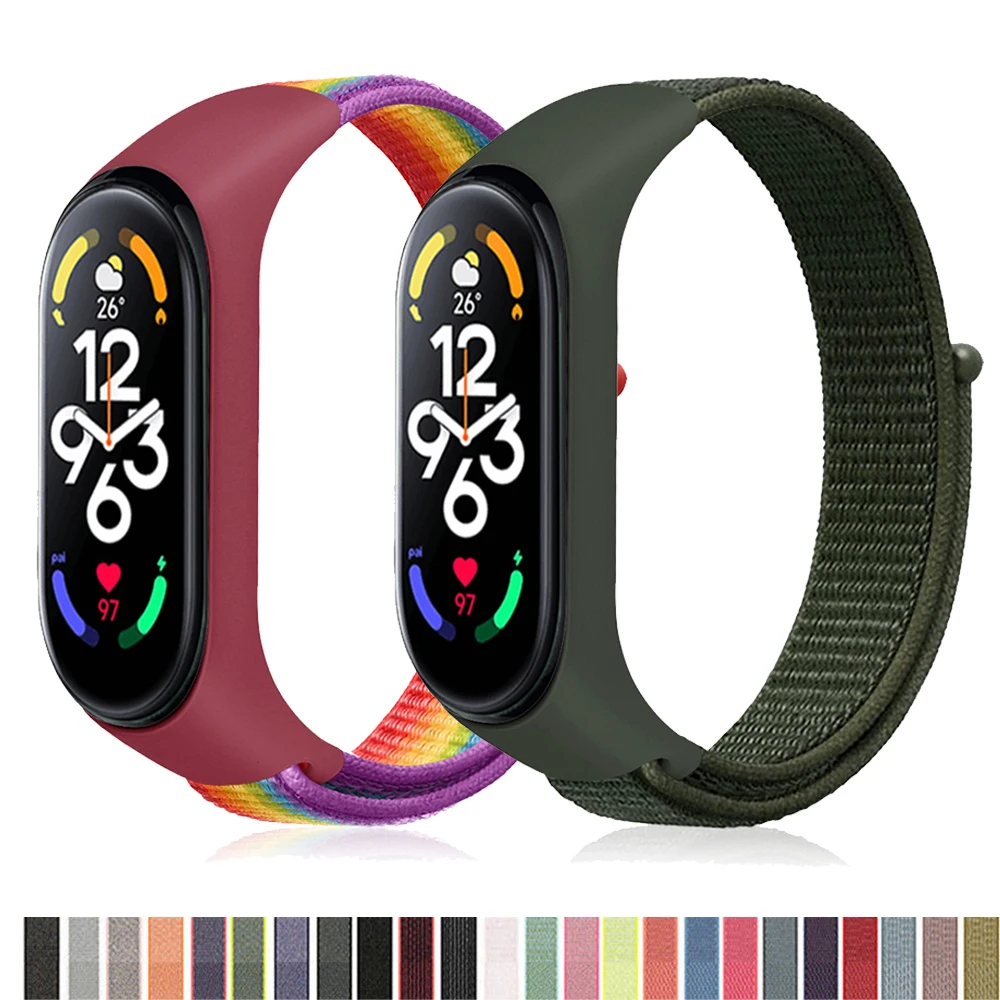 

Nylon Strap For xiaomi mi band 6 Bracelet watchband pulsera correa Strap Miband Bracelet Wristband Sport loop Mi band 7 6 5 4 3