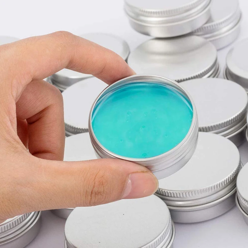 10Pcs 5g 10g 15g 20g 30g 50g Empty Silver Aluminum Tins Cans Screw Top Round Candle Spice Tins Cans with Screw Lid Containers