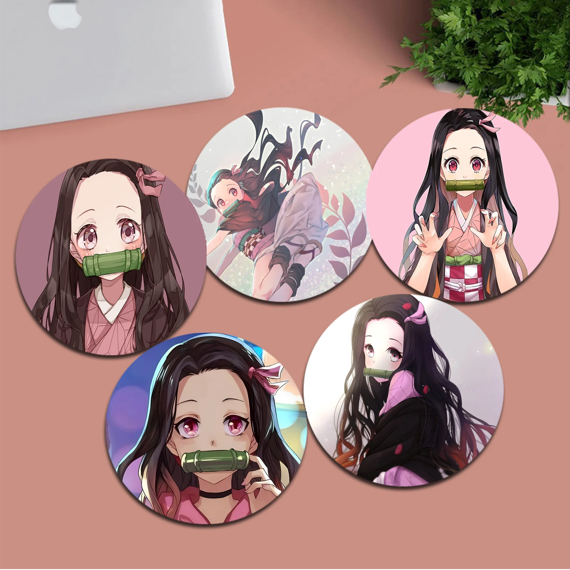 

BANDAI Demon Slayer Nezuk Non-slip Round Keyboard Mat Table Mat Students Cabinet Gamer Desktop Mousepad Cup Mats For PC Desk Pad