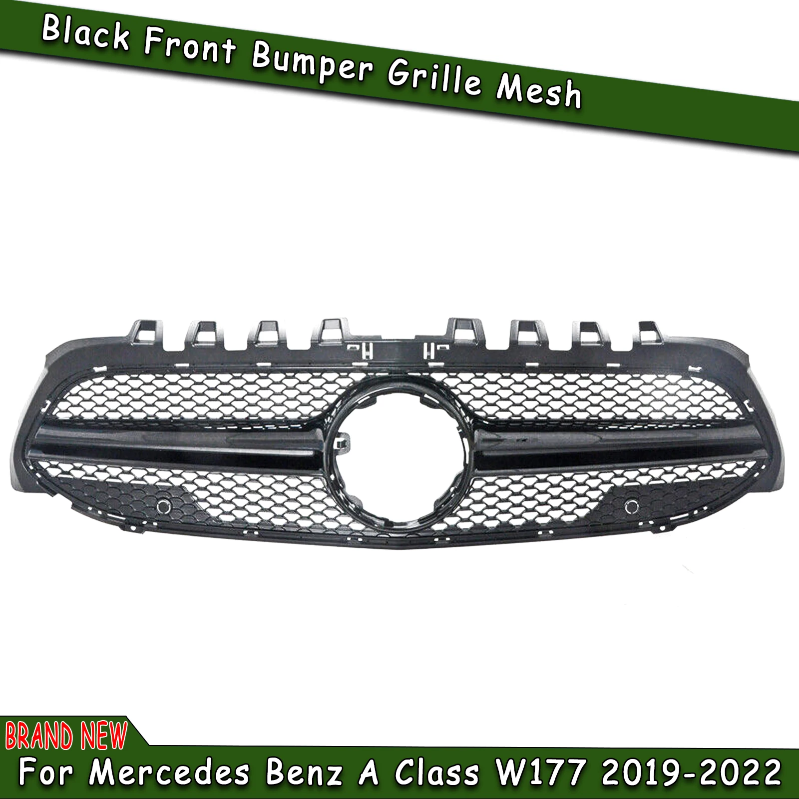 

Car Front Grille Mesh Upper Bumper Hood Auto Kit For Mercedes-Benz A Class W177 2019-2022 AMG Grill A200 A250 A35 Base Version