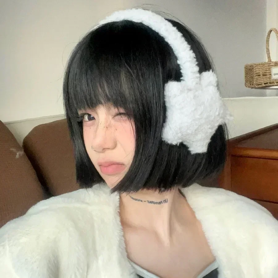 Y2K Star Fluffy Earmuffs Earplugs Cold Protection Women Ear Cover Keep Warm Solid Color Plush Earmuffs Cycling Accessories warm earmuffs,fur earmuffs