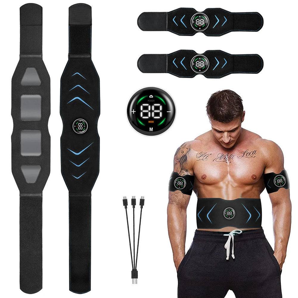 Cintura EMS Ricaricabile Per Addominali E Fitness, Trainer Muscolare Blu