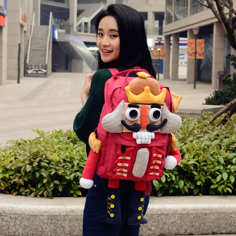

Ya Xiaoqis Original Niche Handmade Walnut Clip Canvas Backpack Female Creative and Cute Large Capacity Childrens Gift