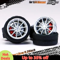 Kicarmod 1/64 Model Car ABS Wheels with Rubber Tire Brake Disc Refitting Parts Diameter 10mm For Model Car Tomica MINI GT 2