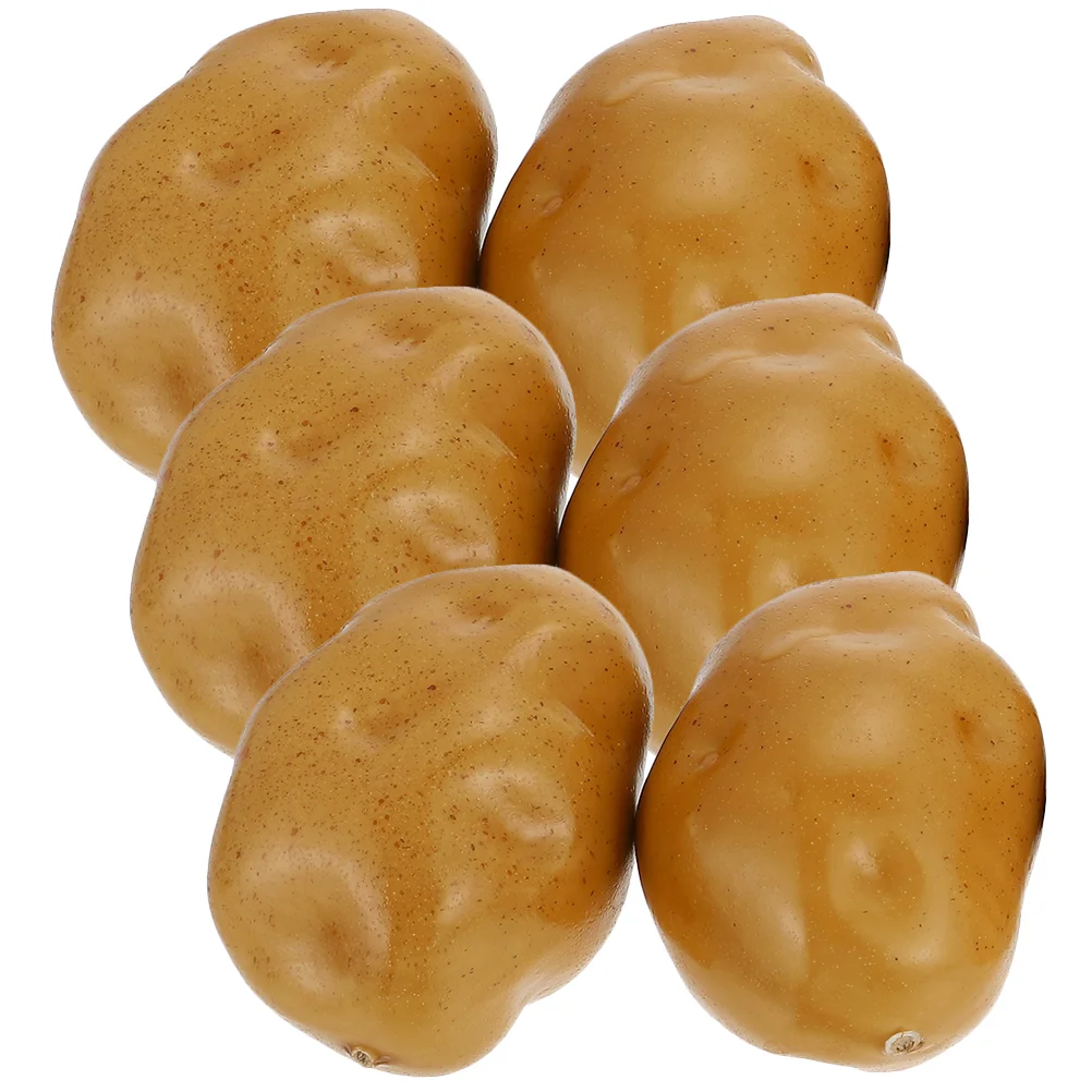 6 Pcs Simulation Potato Props Portable Adornment Models Fake Exquisite Vegetable Artificial Decorations Modeling Photo Food food model,food photography props,vegetable ornaments