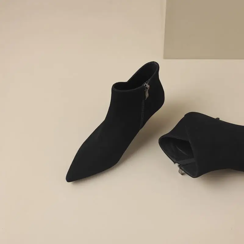 Size 34-42 Genuine Leather Women Boots Pointed Toe Winter Important Occasions Birthday Party Shoes Fashion Woman Ankle Boots