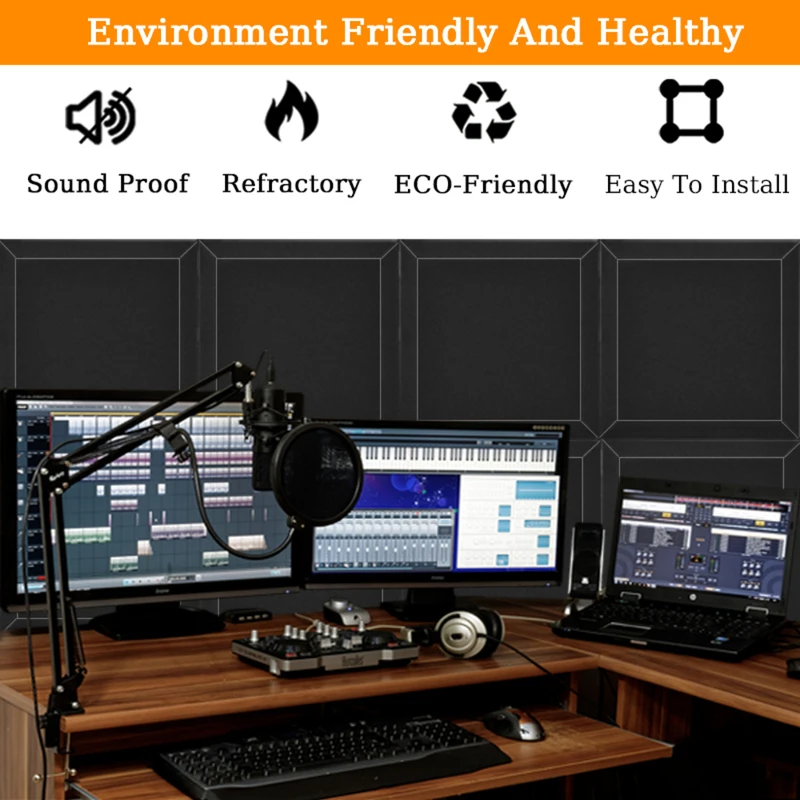Acoustic Foam for Sound Absorbing and Soundproofing 6/12/24 Pcs