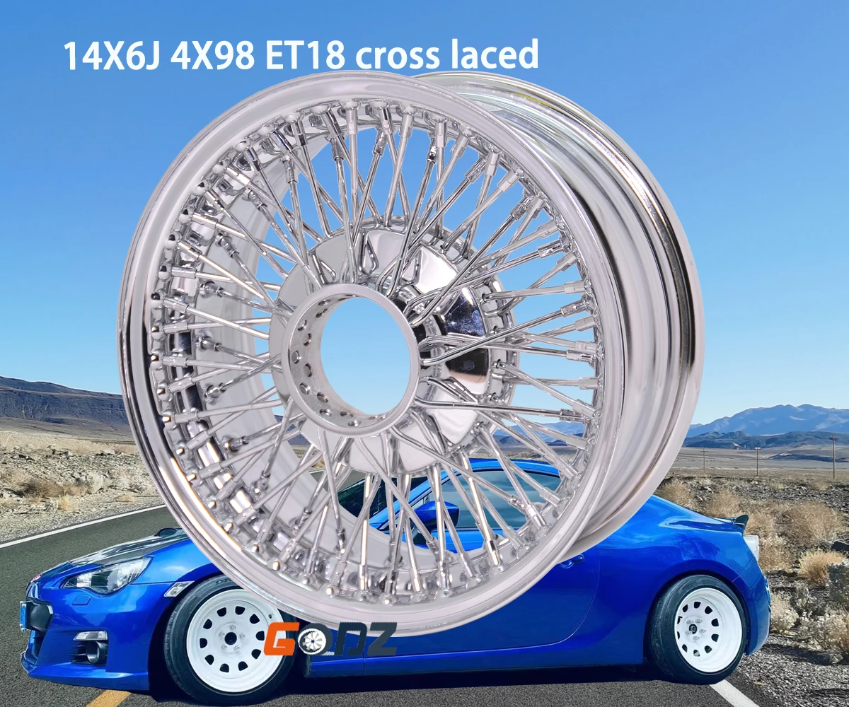 14inch FWD Classic Spoke Wire Wheel 72 Spokes Lowrider Air Ride Suspension Vintage Car Accessories
