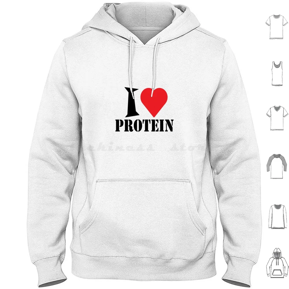I Love Protein Felpa Con Cappuccio In Cotone Manica Lunga I Love Protein I Love Tren I Love Turkestone I Love Protein Meme I Love