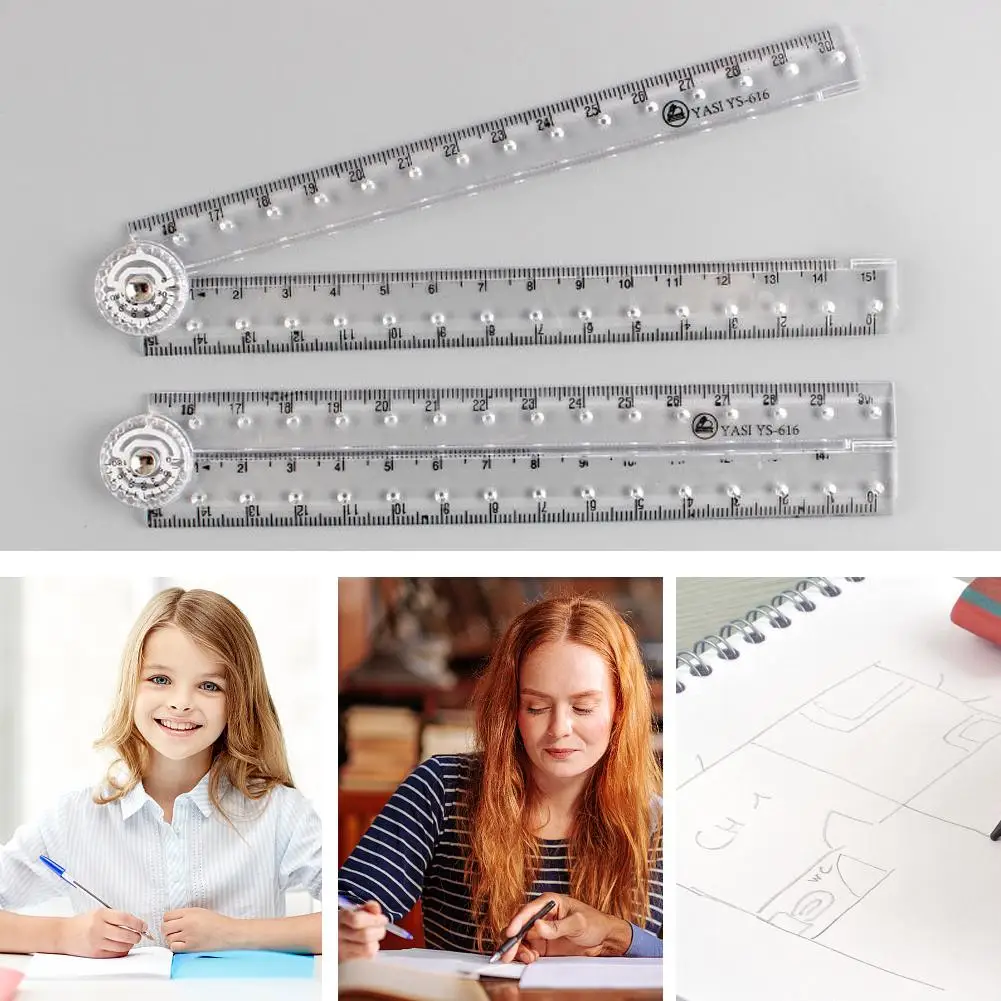 

Transparent Folding Ruler Protractor Student Drawing Ruler Template Drawing Architect Ruler Template Drafting Ruler Measuri I1X1