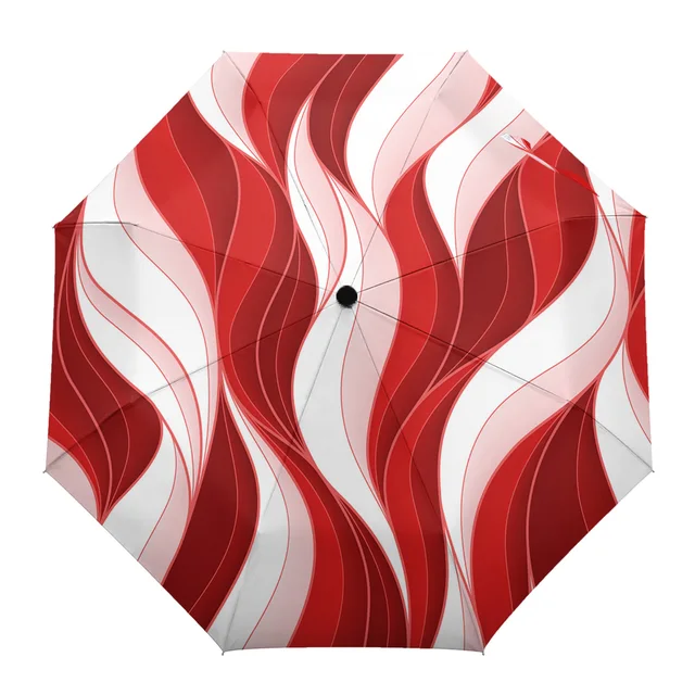 Vörös Hullámok Háromdimenziós Absztrakt Automatikus Parasol Összecsukható Esernyő Férfi Nők Nyomtatott Könnyű Esőfelszerelés