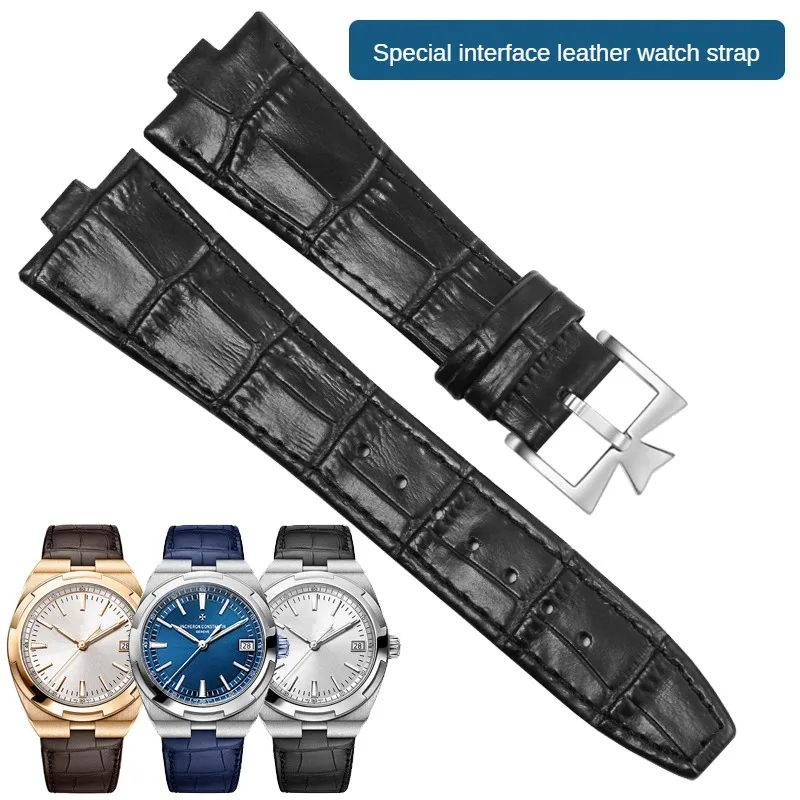 Premium Genuine Leather Watchband with Butterfly Buckle - 25-8mm Convex Interface Cowhide Strap