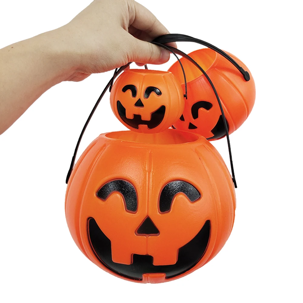 1 Stück Halloween Plastiktopf Lustiger Kürbis Süßigkeiten-Eimer Aufbewahrungstopf für Süßigkeiten DIY Halloween-Party Deko-Zubehör – Detail 3