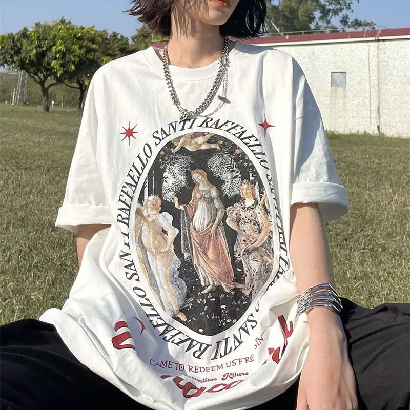 

Women Men Oversized T-shirts Print T-shirts Summer Punk Style Tee Tops Cottons Fashion Casual Streetwear 2023 New