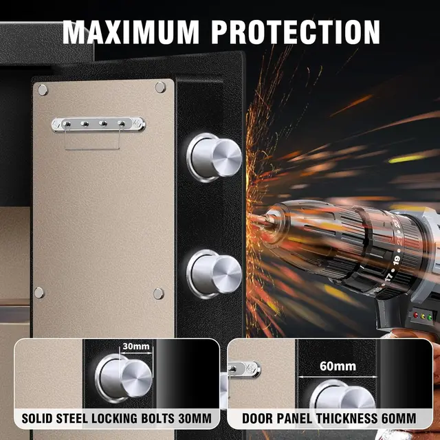 [True to Size] 8.1 Cub Extra Large Home Safe Box Fireproof Waterproof with Anti-theft Smart Alert Fire Proof Safe for Document B 3