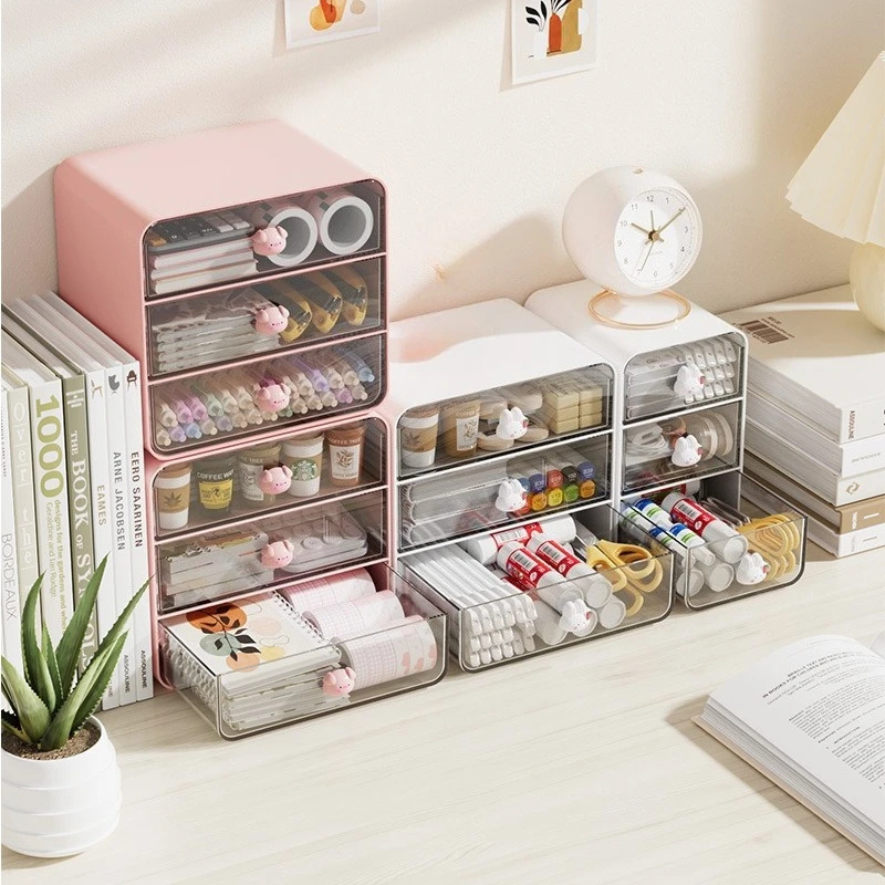 Multi-Layer Desktop Drawer Box Desk Pen Holder Hair Accessories Storage Shelf Cosmetic Stationery Storage Box Home School