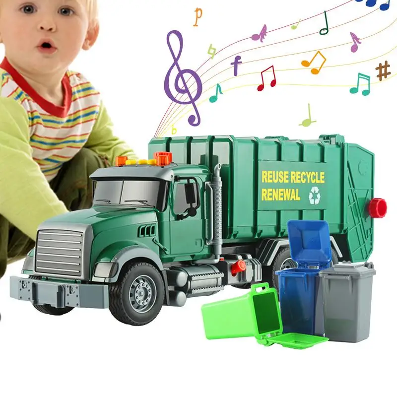 Garbage Truck Toys With Sound And Light 1:12 Model Garbage Truck Model Waste Management Recycling Truck Toy Educational Gift