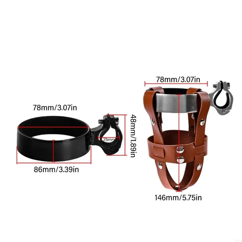 831C Vintage Leather Road Bike Handlebar Cup Holder Cycling Beverage Pouches Road Bike Drink Holder Water Bottles Cage Rack