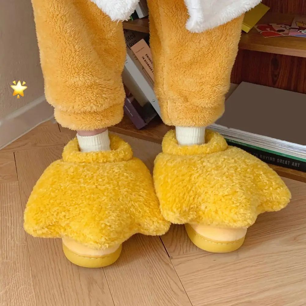 Gelbe Ente Hausschuhe Winter Tier Füße Hausschuhe Frauen Cartoon Hausschuhe flauschige Klaue Pfote Schuhe Indoor Haushalt liefert Geschenk
