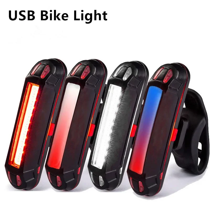 

Bicycle Bike Accessories USB Rechargeable Front Rear Light Bicycle COB Warning Light Monochrome Double Color Taillights