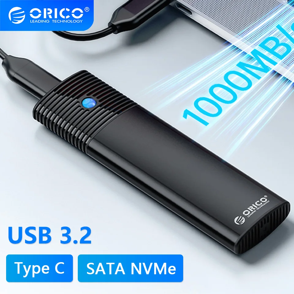 Orico-gabinete Ssd Externo Protocolos Duplos Gabinete M.2 Ngff Nvme Usb 3.2 tipo c Capa do Disco Rígido 10gbps Caixa de Armazenamento hd Casa