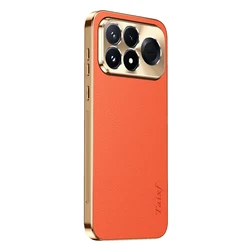 Litchi - Patterned Luxury Phone Case with Delicate Premium Texture, Oil and Dirt Resistant for Poco F9 Pro (Orange)