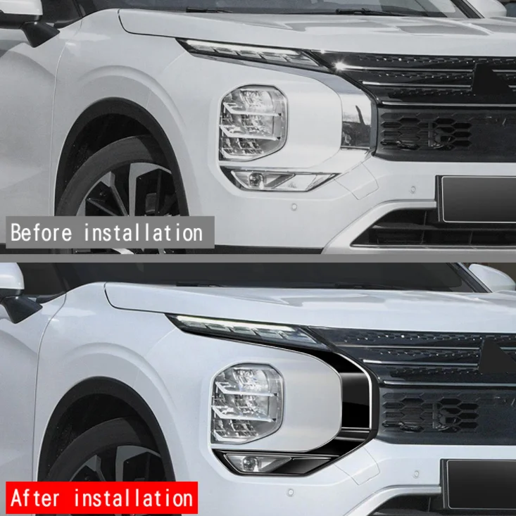 For Mitsubishi Outlander PHEV Accessories 24 ABS Front Bumper Side Strips Trim Decorate Beautify Grille Bright Stripe