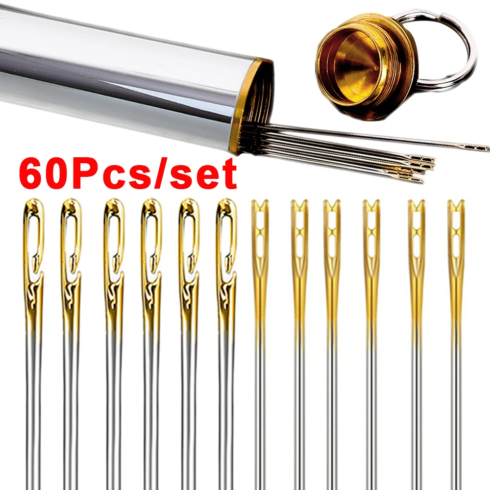 60/1Pcs Blind Needle Elderly Needleside Big Hole Hand Stainless Steel