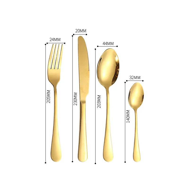 Gold Stainless Steel Cutlery Set for Restaurant and Home