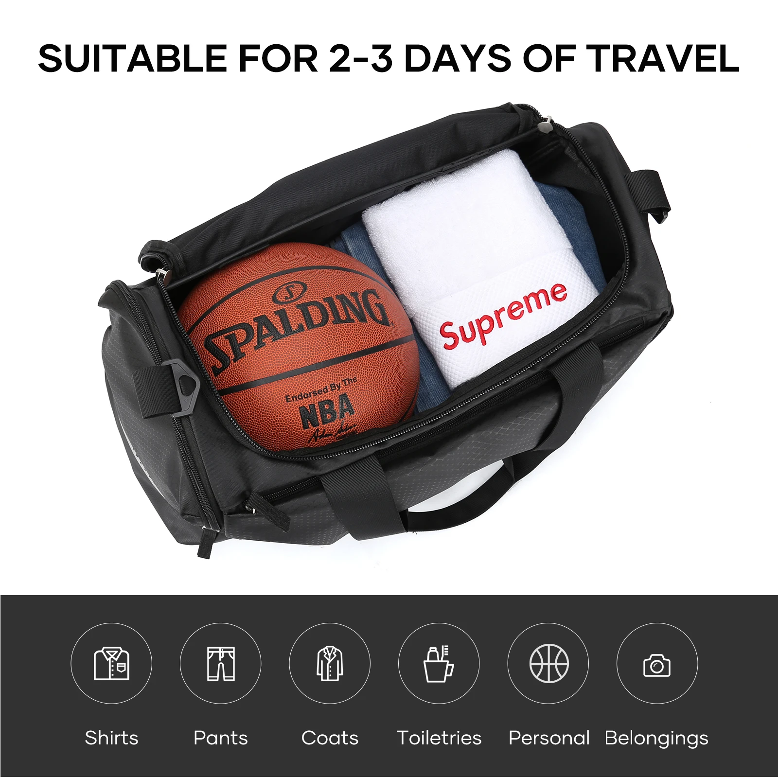 Likros Gym Duffle Bag for Men 30L Waterproof Sports Bag Travel Duffel with Shoe Compartment Large Weekender Overnight Duffel Bag 2