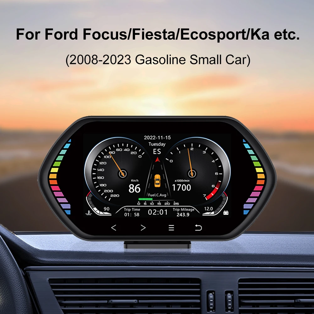 HudOBD2DisplayCarSpeedometerRPMTachoInclinometerWaterOil
